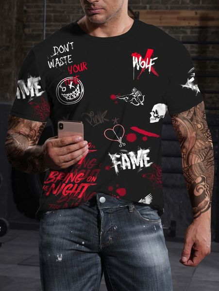 

men letter & expression print tee q1sd#, White;black