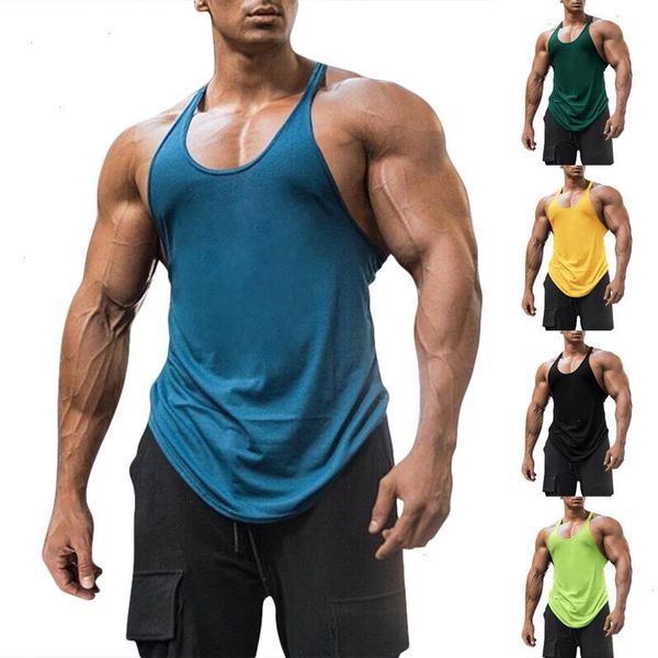 

cotton tank men fitness gym clothing mens bodybuilding summer basic workout vests sleeveless vest shirts fashion, White;black