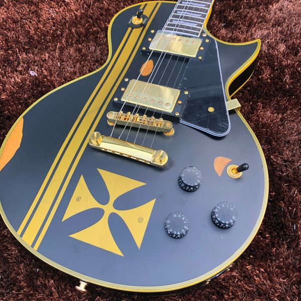 

diy 6-string black retro electric guitar