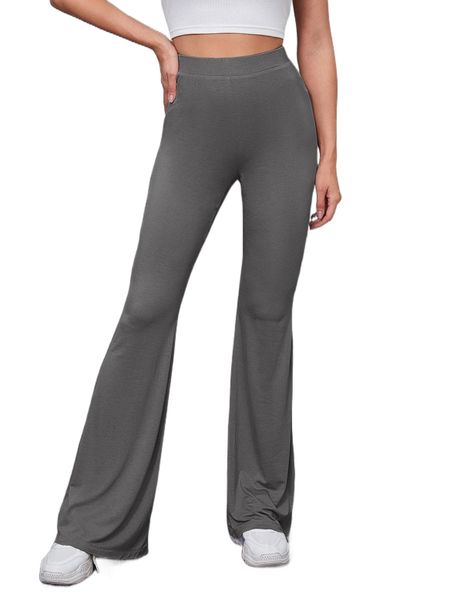 

sxy solid high-rise flare pants a4ys#, Black;white