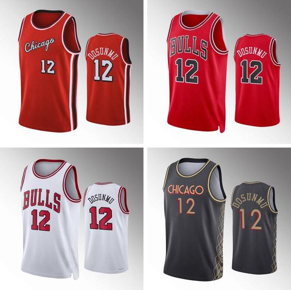 

ayo dosunmu basketball jersey men youth s-xxl city version jerseys in stock, Black;red