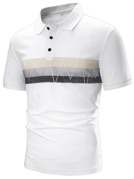 

men colorblock striped polo shirt k9dn#, White;black