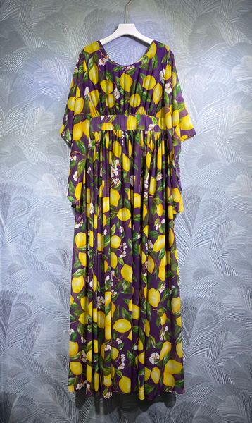 

2022 summer new round neck print long dress, Black;gray