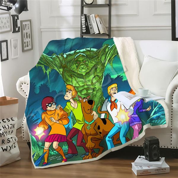 

cloocl cartoon anime scooby doo warm plush blanket 3d print soft winter blanket beding travel decorative fashion sofa two-layer qu286p