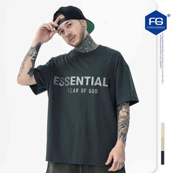 

men's t-shirts fg men's wear spring and summer fashion brand fog high street reflective letter gluing casual loose short sleeve t-, White;black