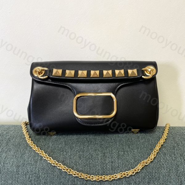 12A Upgrade Mirror Designer di qualità Borse da donna con borchie Busta piccola Borsa con patta in vera pelle Borse di lusso Borsa a tracolla con catena dorata Borsa con scatola nera