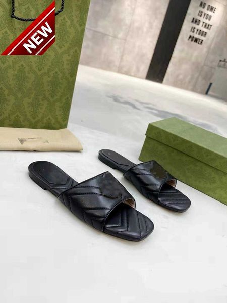 

2022 new designer design fashion women's sandals slippers leather low heels sizes 34-43, Black