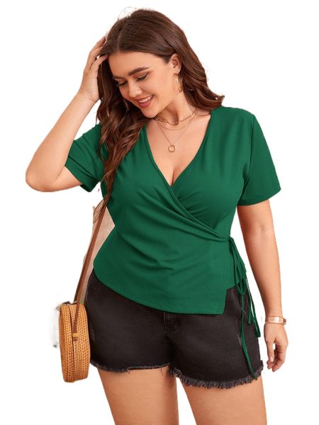 

plus wrap tie side tee 79qo#, Black