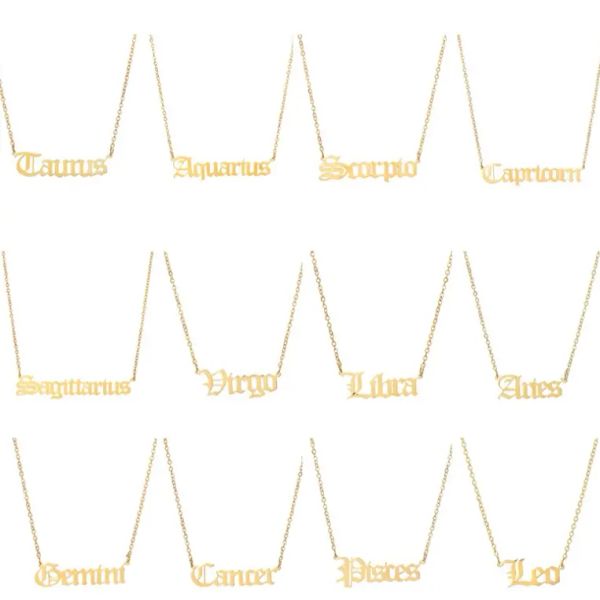 

zodiac signs pendant necklace alloy electroplating necklace jewelry constellation gift, Silver