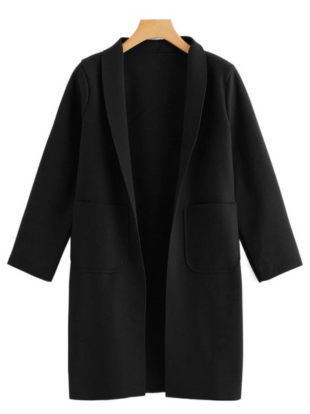 

shawl collar dual pockets overcoat r1da#, Black