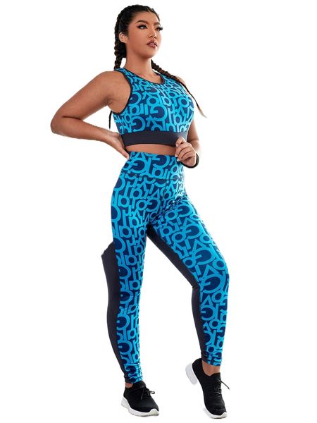 

plus four-way stretch letter graphic sports set 49mg#, Black