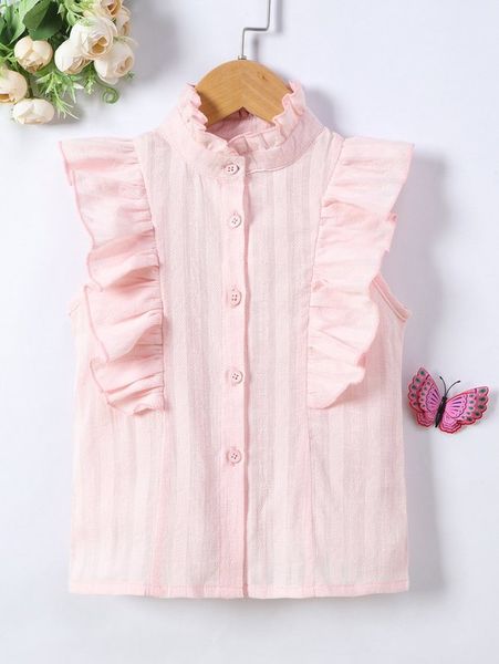 

toddler girls ruffle trim button through blouse she, White;black