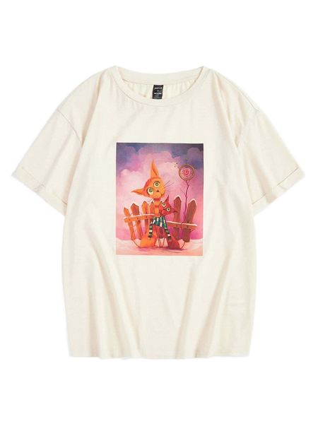

x tom.pietrzyk cartoon graphic drop shoulder tee x8ik#, White