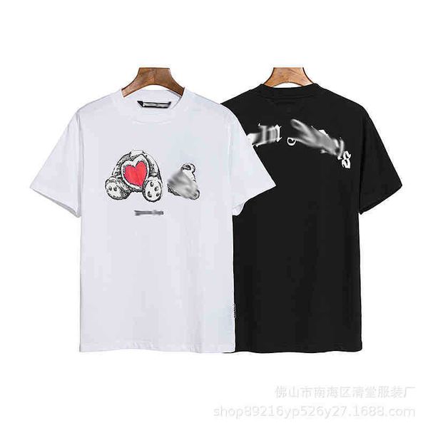 

european and american trend men t shirt plamangels chao brand red love decapitated bear teddy print short sleeve shirts for and wo, White;black