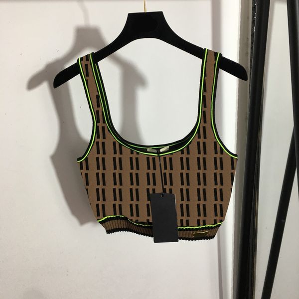 

knitted suspender knits full letter jacquard sleeveless vest summer gold metal label tees, White