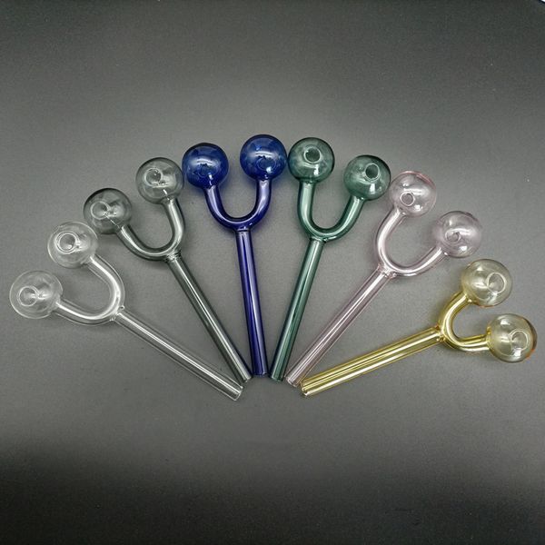 DHL Colorful Double Bubble Glass Oil Burner Pipe Pure Colors Ball OD 30mm Water Handle Nail Pipes Burning Tobacco Dry Herb