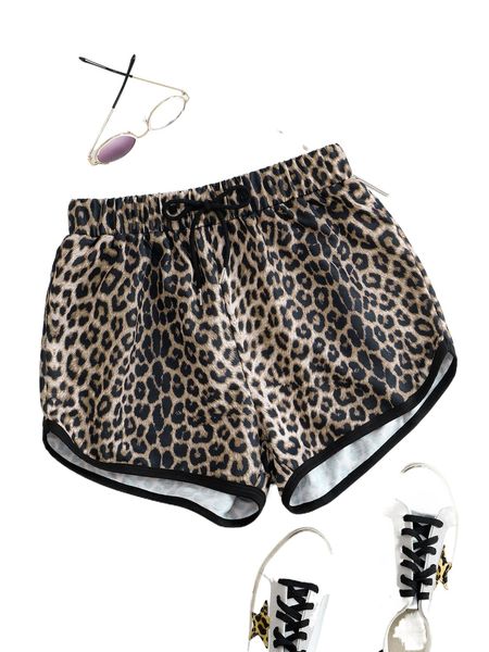 

leopard print track shorts k8en#, White;black