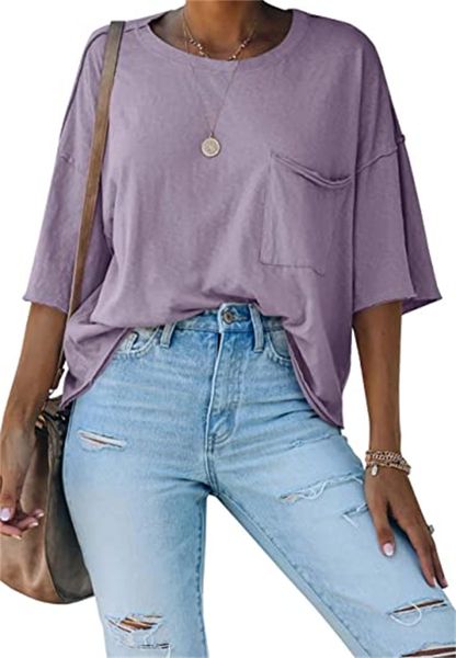 

women's & tees half-sleeve t-shirt casual summer round collar shirt with pocket, White