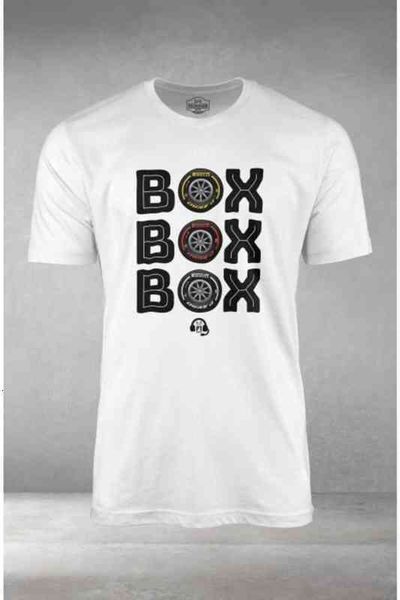

male white box formula 1 f1 black t-shirt casual stylish modern printed men 's clothing cotton turkish fabric, White;black