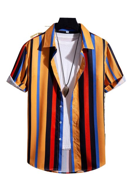 

men block striped shirt without tee d9c7#, White;black