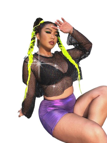 

plus see through sheer fishnet without bra p2jl#, Black