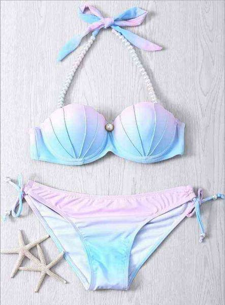

mermaid swimsuit gradient shell female swimsuit bikini, White;black