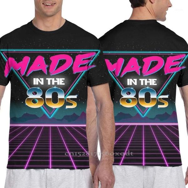 Homens camisetas Outfit pai-filho feita nos anos 80 - Oities retro néon grade homens camiseta mulheres moda camiseta menino menino tops tees