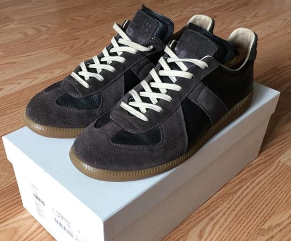 

22s men casual shoes classic sneaker white leather and suede gat german army trainers leather low sport sneakers 36-45, Black