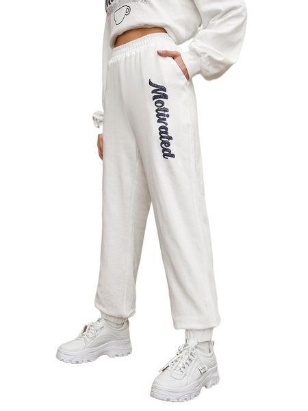 

x rachelmanzano slant pocket letter graphic joggers e2jj#, Black;white