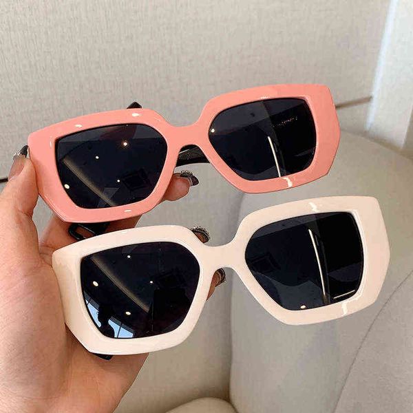 

new square full rim 2022 sun shades for women fashion multicolor sunglasses uv400 lady eyewear for woman, White;black