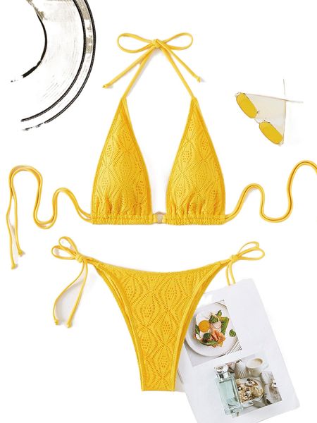 

ring linked tie back halter bikini swimsuit f6qu#, White;black