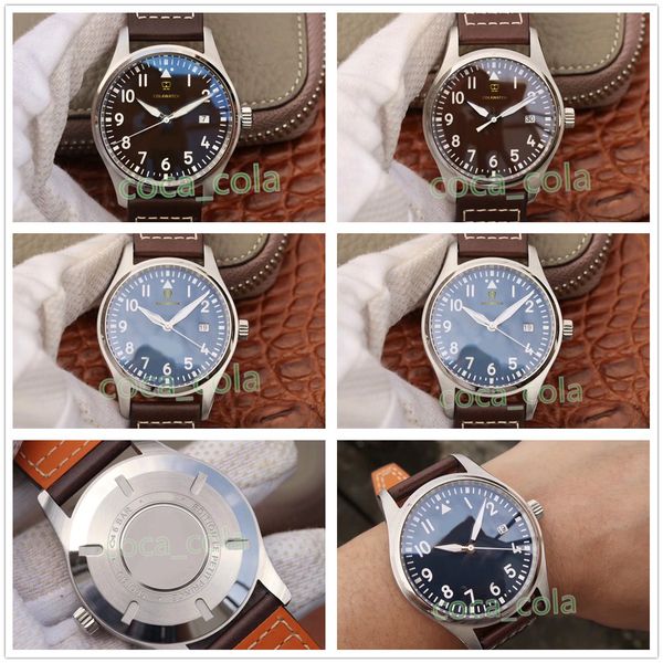 

2022 v7 factory watch 40mm automatic eta2892-a2 movement temptation of 100% authentic blue leather strap watchband men wristwatches waterpro, Slivery;brown