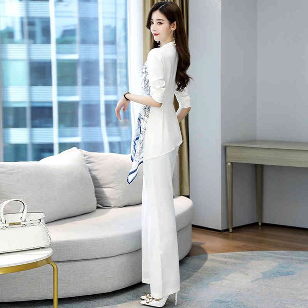 

women's two piece pants professional suit women's spring dress 2022 european goods show thin temperament goddess fan autumn winter, White