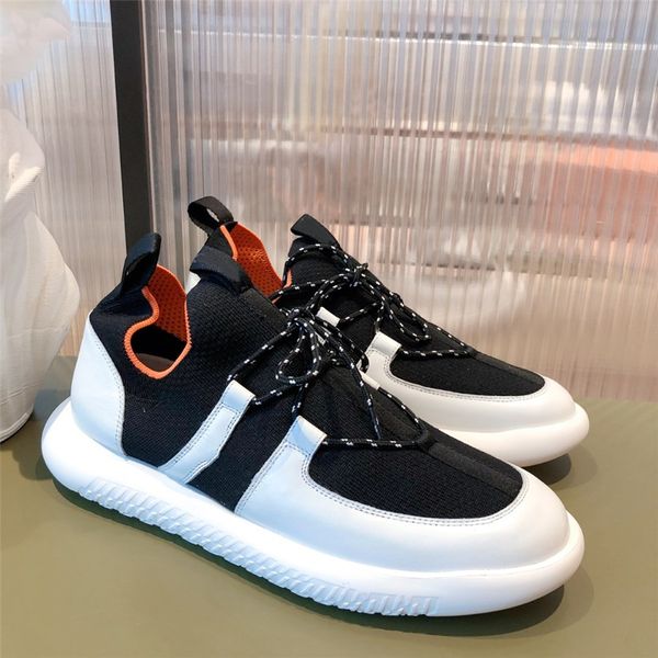 

mens casual shoes classic premium knit panel leather 6 colors breathable and comfortable sneakers fashion cool sport outdoor shoe design sne, Black