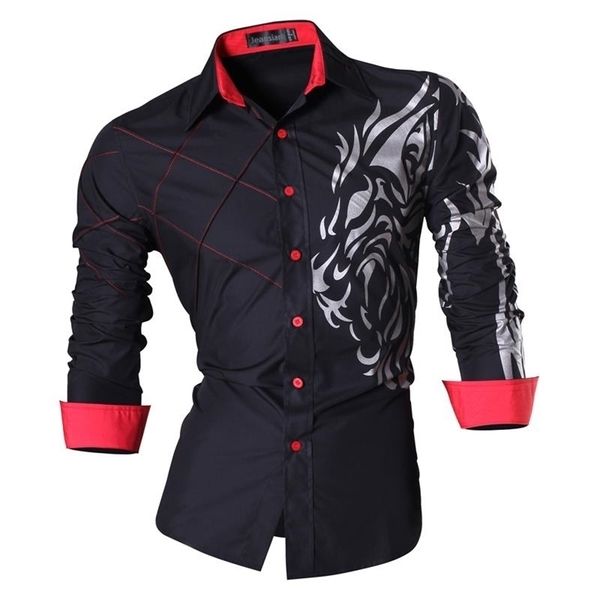Jeansian мужские модные платья рубашки повседневные с длинным рукавом Slim Fit Tatoo стильный Z030 220323