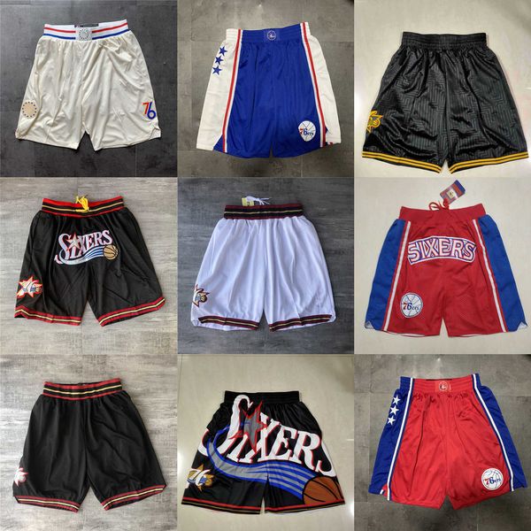 

philadelphia''76ers''men throwback basketball shorts pocket, Black