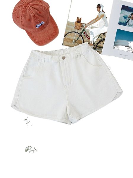 

slant pocket denim shorts w4pd#, White;black