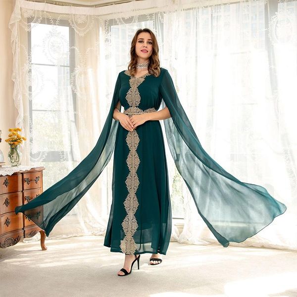 

casual dresses spring morocco dress women muslim cloak chiffon abaya dubai long bat sleeve islamic vestidos largos musulam party dresses, Black;gray