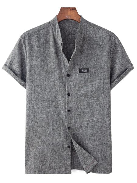 

men patch detail button front shirt j0ri#, White;black