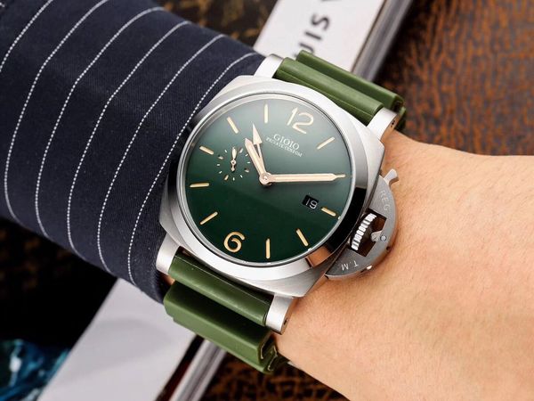 

men automatic mechanical brown leather gmt black watch, Slivery;brown