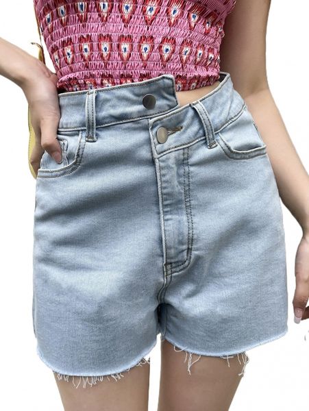 

dazy raw hem straight leg denim shorts y9jt#, White;black
