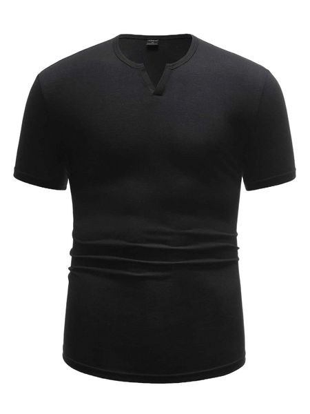 

men solid notched tee s9v6#, White;black