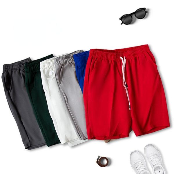 Männer Shorts Sommer Mode Trend Reine Farbe Kordelzug Strand Für Mann Blau Schwarz Weiß Grau Sport Casual ShortsHerren
