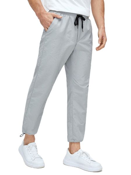 

men slant pockets drawstring waist pants z2ax#, Black