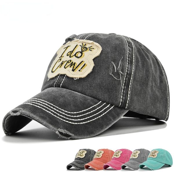 

summer new embroidered baseball caps gold thread crew letter embroidery hats washed baseball cap sun hat european and american popular, Blue;gray