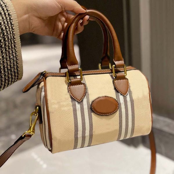

check boston bag women handbag crossbody bags plaid shoulder postman bag pochette genuine leather detachable strap metal zipper wallets