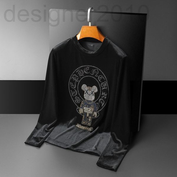 

men's t-shirts designer 2021 autumn and winter new trend golden velvet long sleeve t-shirt fashion casual bottoming shirt, White;black