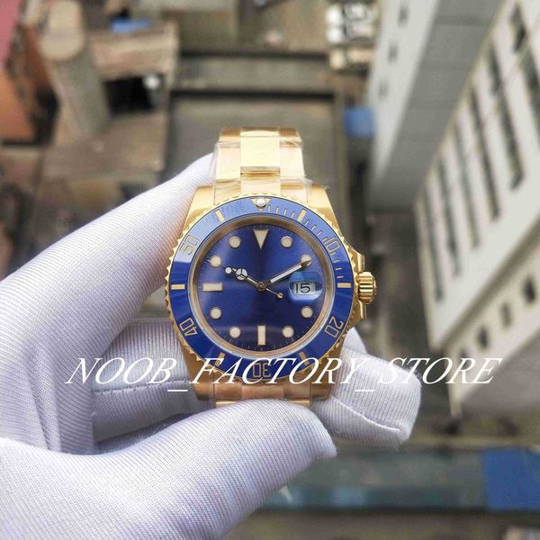 VR Factory Uhr, blaue Keramiklünette, Herren, 18 Karat echtes Gold, 904L-Stahl, Kal. 2836, Automatikwerk, 40 mm, 116618, super leuchtend, Tauchschwimmen