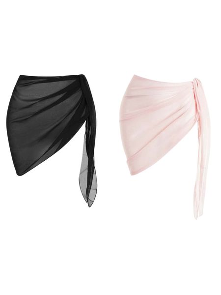 

2pack chiffon knot cover up u3dc#, White;black