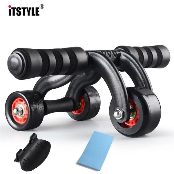 ITSTYLE Tre ruote Ruota addominale Ab Roller con freno Tappetino Vita e addome Fitness Esercizio Attrezzatura da palestra Accessorio T200506